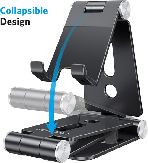 OMOTON Foldable Cell Phone Stand, C4 Portable Aluminum Phone Holder, Adjustable Phone Dock Cradle Compatible with iPhone 13/12/11 Pro Max, Samsung...